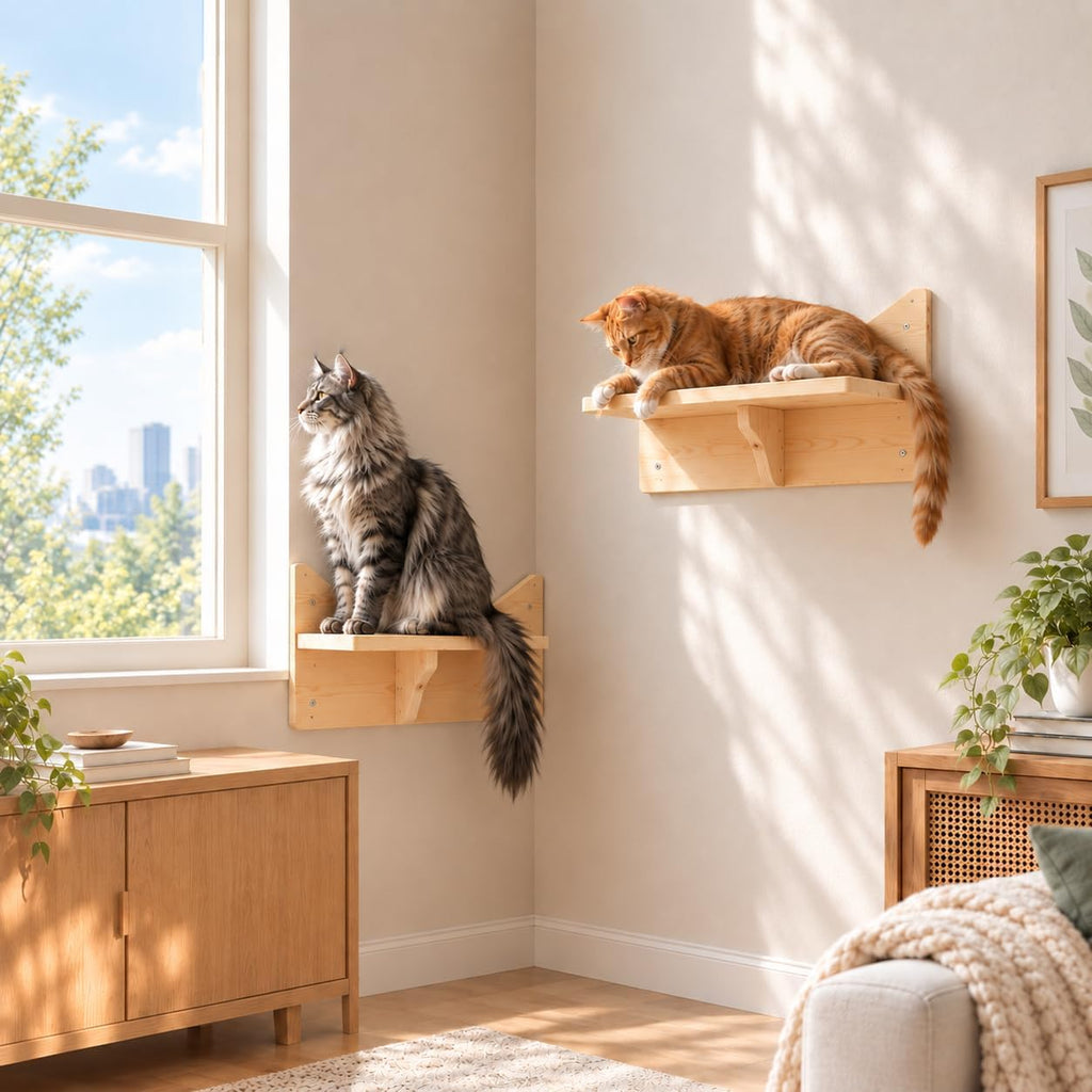 Cat Wall Shelves, 2-Piece Cat Wall Step for Large Cats