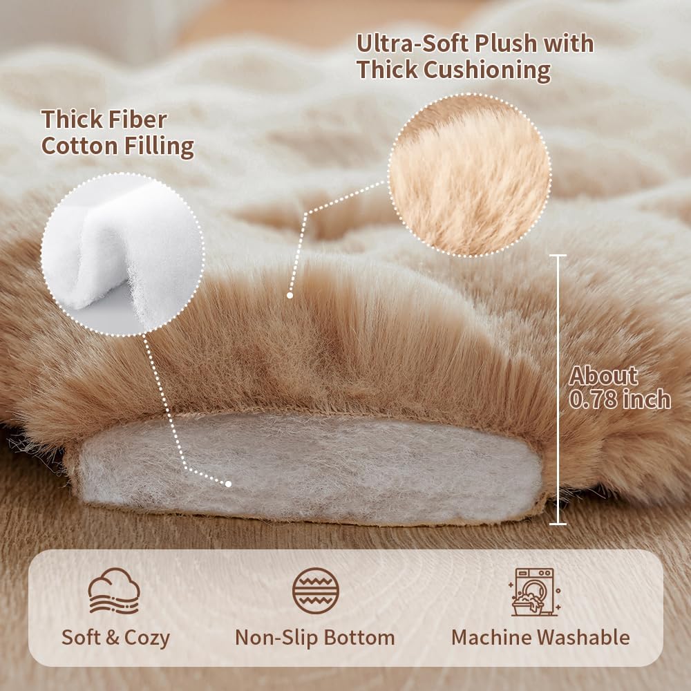 SOMAHE Plush Dog Bed Mat, Machine Washable, Large 35x27 Latte Coffee