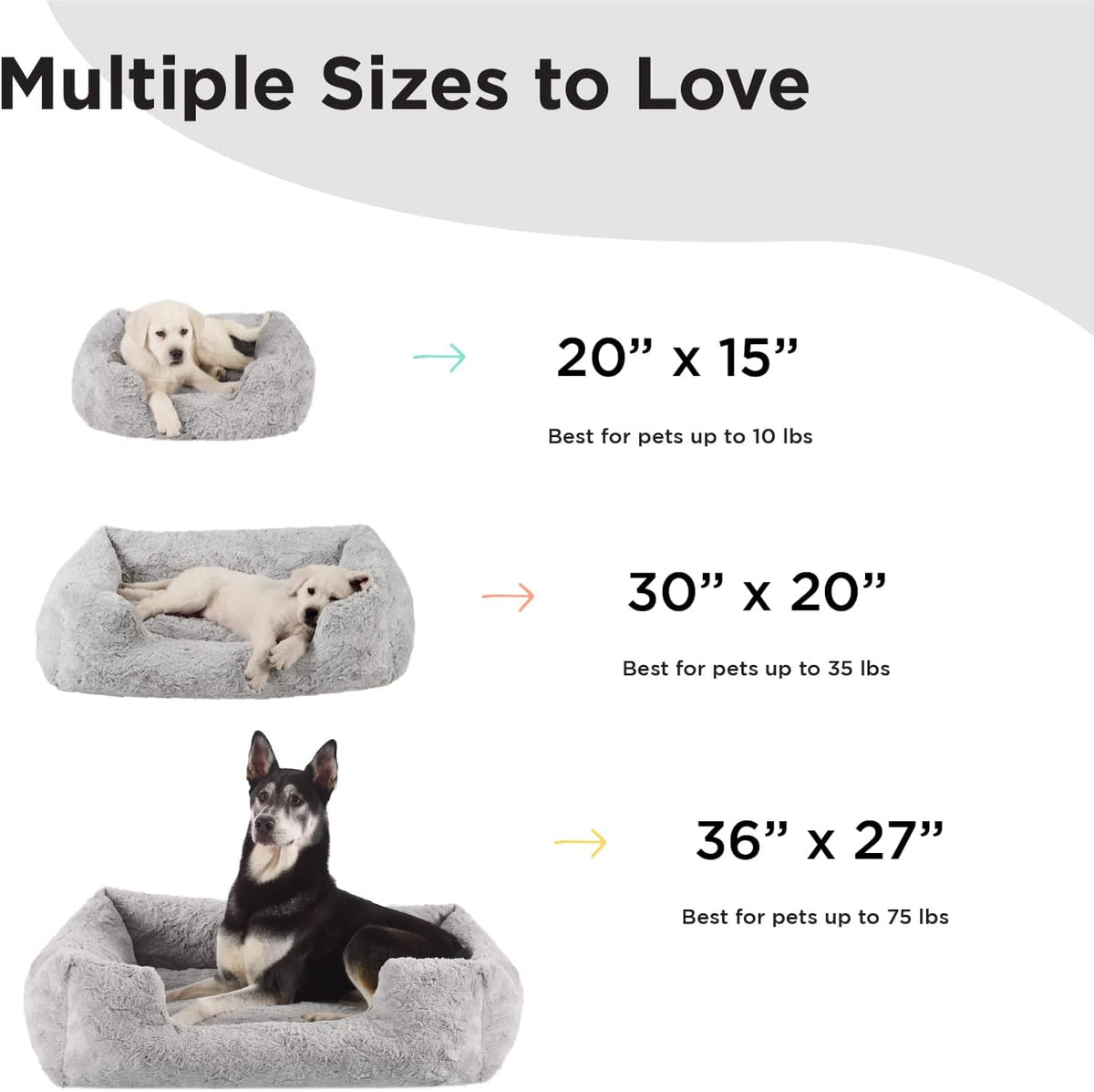 Best Friends by Sheri Lounge Dog Bed, Lux Faux Fur, Gray, 36" x 27"