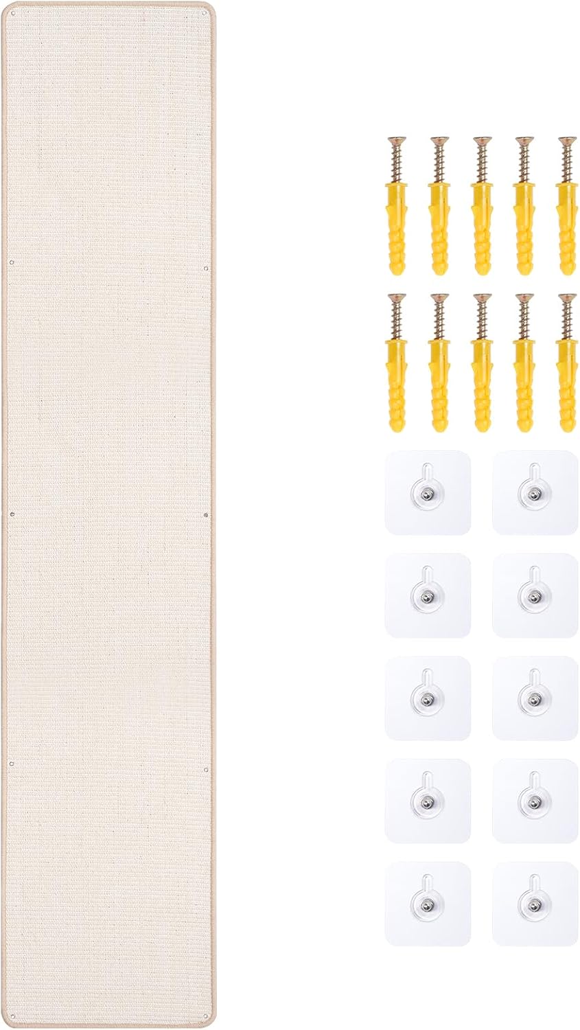 Uranshin Natural Sisal Cat Wall Climbing Carpet, Wall Scratcher Mat Pad