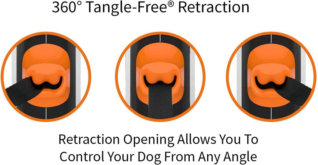 TUG Original Retractable Dog Leash, 16 ft (Small, White/Orange)