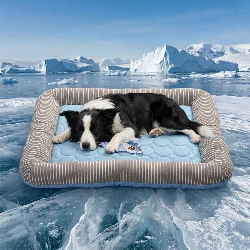 Dog Cooling Mat for Summer, Self Cooling Ice Silk Pet Bed Mat for Crate, Sofa & Car Seats, Breathable Washable Pressure Activated Cool Pad for Small, Medium, Large Dogs and Cats (Blue Mat, X-Large)