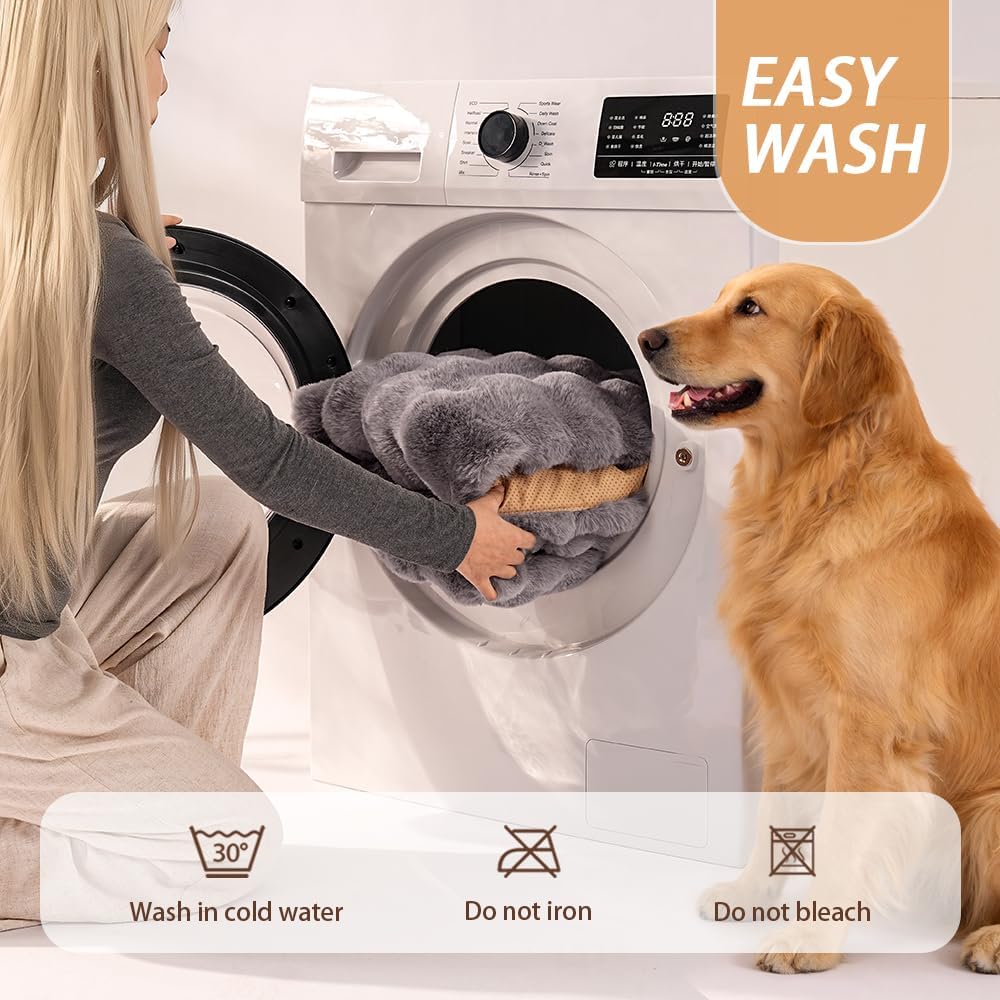 SOMAHE Plush Dog Bed Mat, Machine Washable, Large 35x27 Dark Grey
