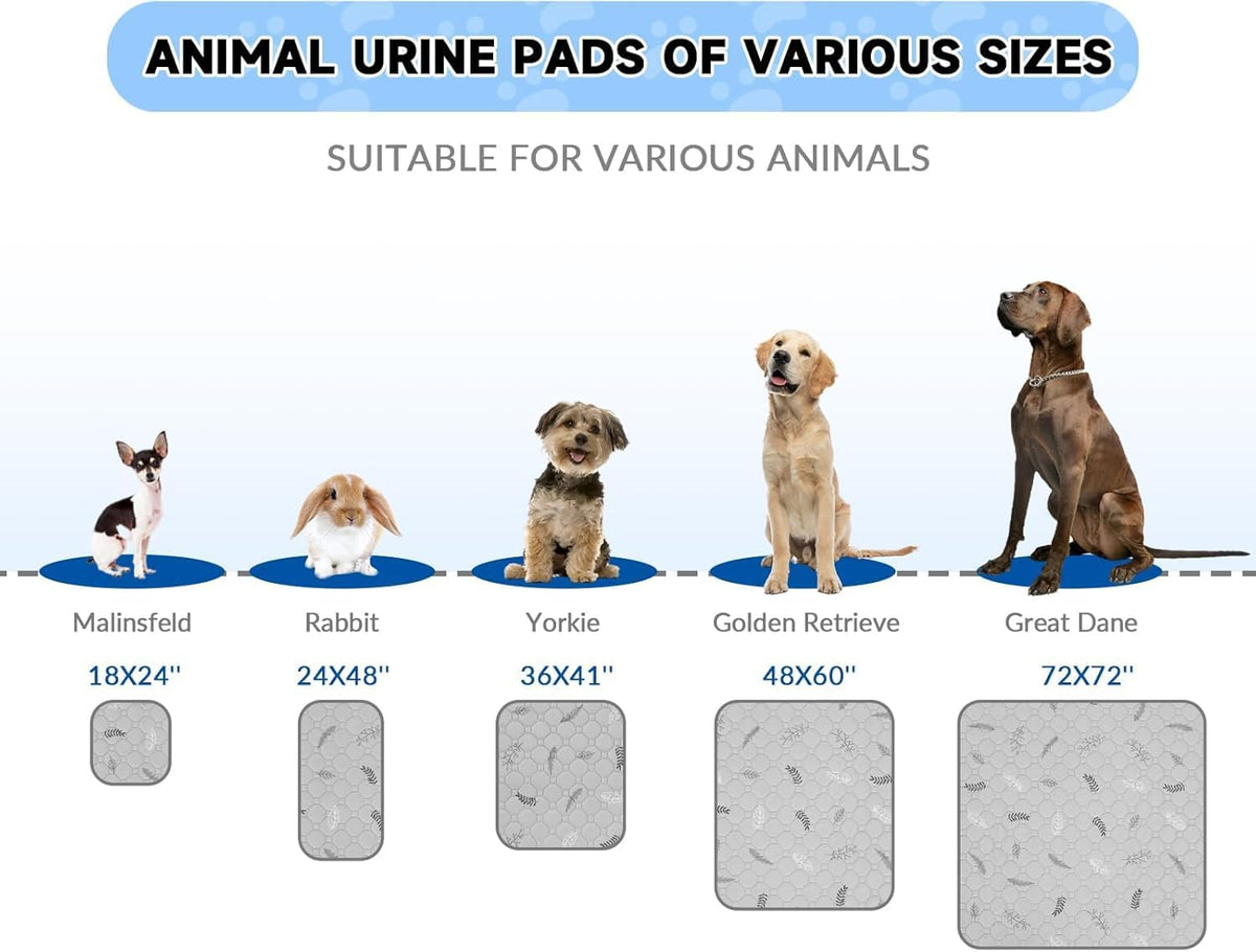 Sunheir Washable Pee Pads for Dogs Large 24" x 72" 2-Pack Reusable Puppy Pads Pet Training Pads, Absorb Dog Mats, Whelping Pad, Non-Slip Protects Against Urine Leakage, Runner Rug (Leaves - Deep Grey)