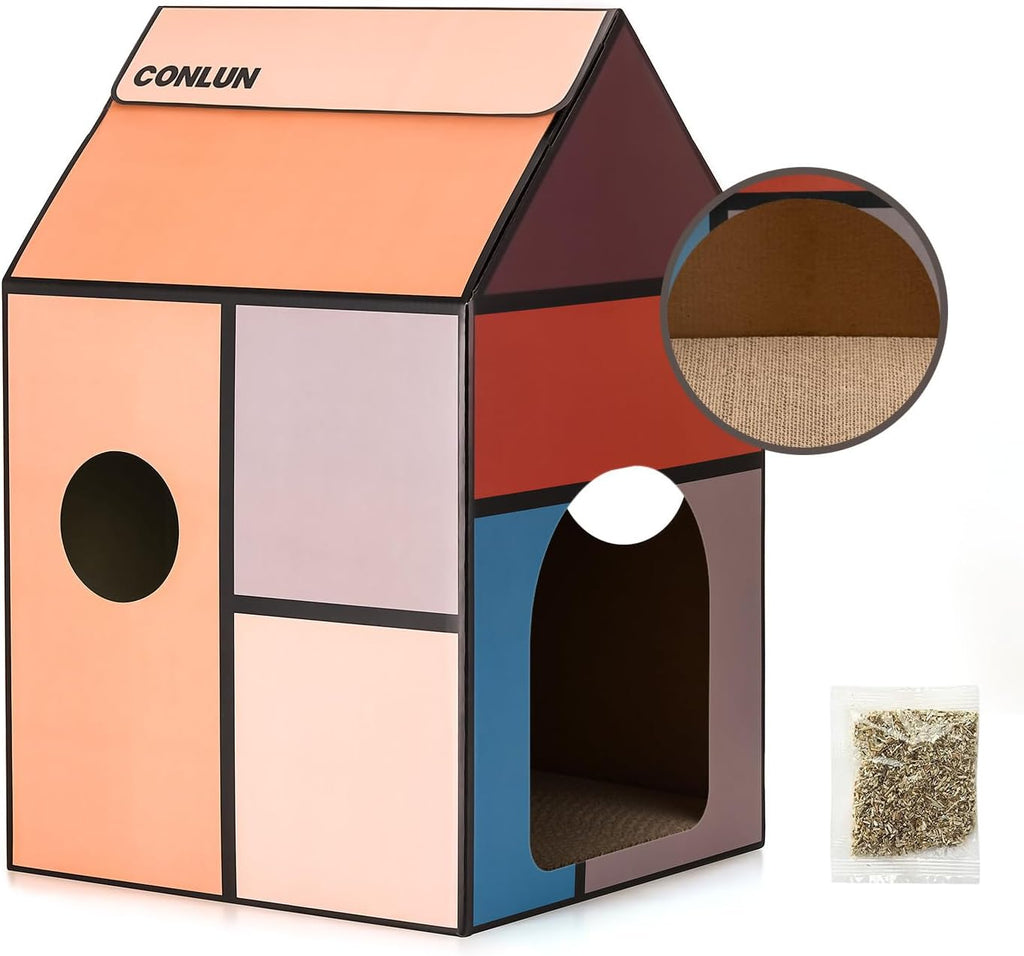 Conlun 2-Pack Cat Scratching Pad House Indoor Cave <13 lbs
