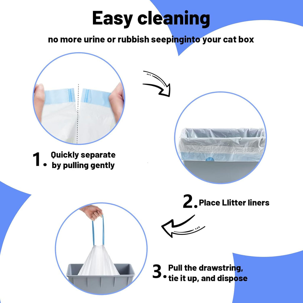 40 Count Extra Large Cat Litter Box Liners, Cat Litter Waste Receptacles Bags for MeoWant MW-SC01/MW-SC02/MW-LR01 Self-Cleaning Litter Box