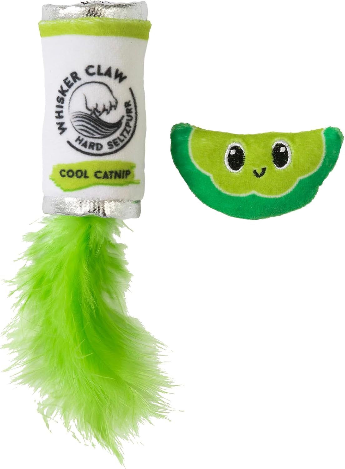 Quirky Kitty Whisker Claw and Lime Catnip Crinkle Plush Cat Toy, Pack of 2