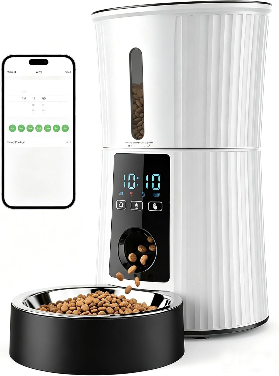 Sweetcrispy Automatic Cat Feeder, 4L Cat Food Dispenser with APP