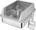 Lifewit Stainless Steel Cat Litter Box for Kitty, 17.7"× 13.8"× 8.3", Gray