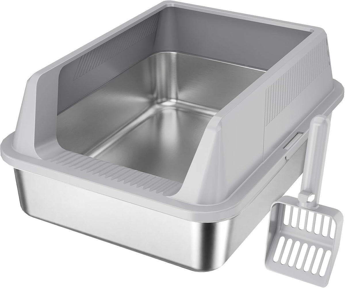Lifewit Stainless Steel Cat Litter Box for Kitty, 17.7"× 13.8"× 8.3", Gray