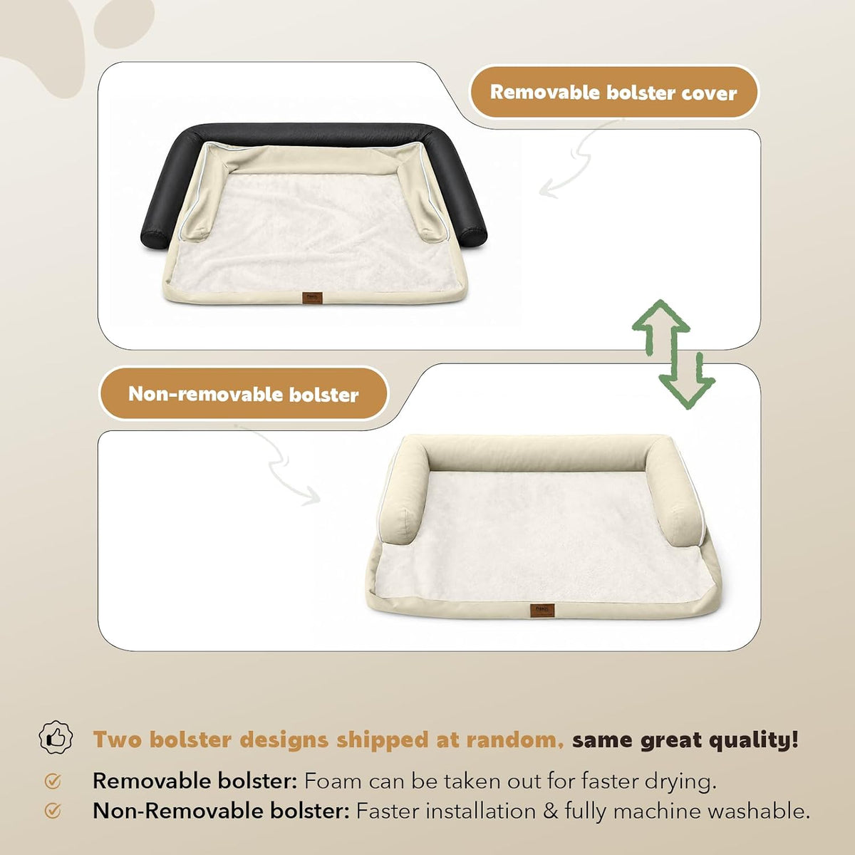 MEKIY XXL Orthopedic Waterproof Dog Bed with Bolster for Extra Large Dogs