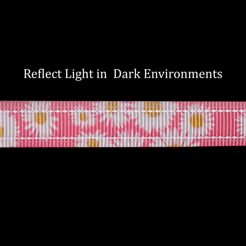 Hands Free Dog Leash, No Pull Bungee Dog Running Waist Leash, with Car Seat Belt, Reflective Stripes, Heavy Duty for Medium and Large Dogs. (Daisy Pink, Large)