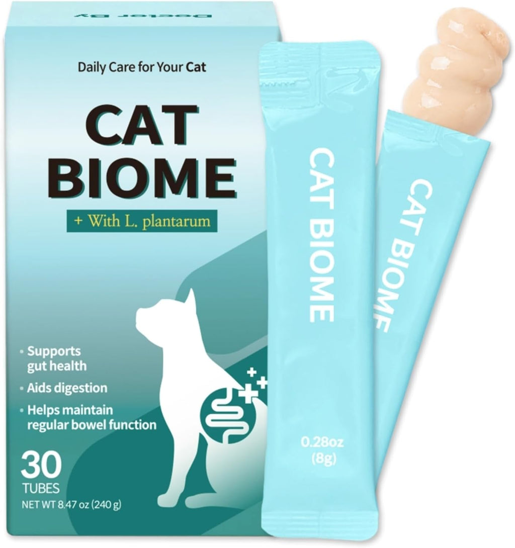 Doctor By Cat Biome Probiotics for cats Anti Diarrhea Feline Gut & Digestive Support Immune Health Sensitive Stomach Constipation with L. plantarum+Prebiotics 30 Lickable Formula Individually Packaged