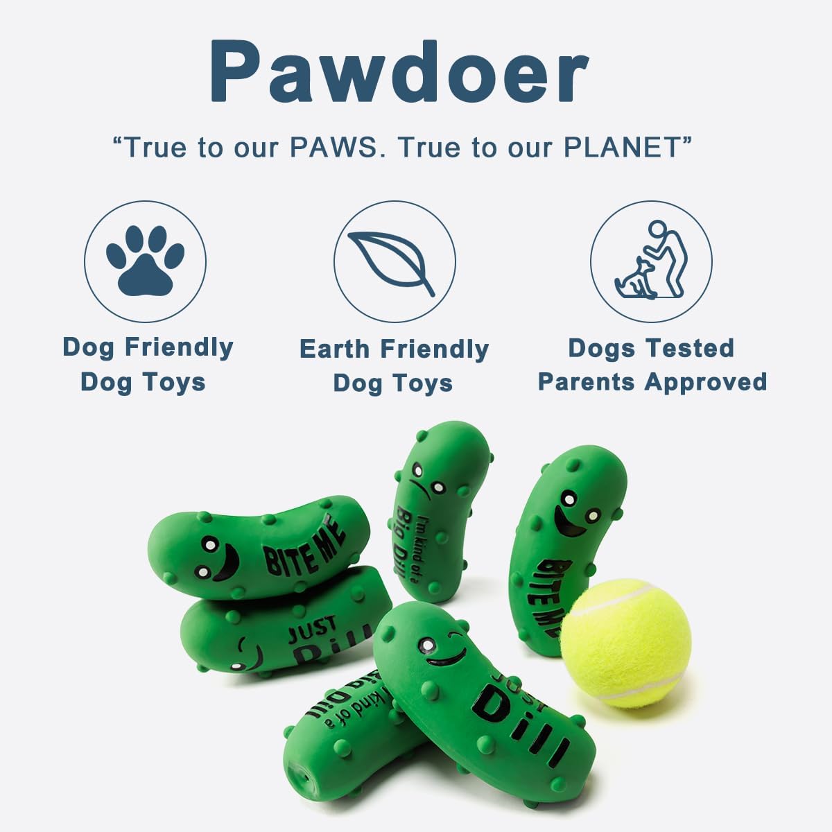 Squeaky Dog Toys for Medium Dogs, Soft Latex Squeaky Dog Ball, Cute Funny Squeak Crunchy Pickle Pet Toys
