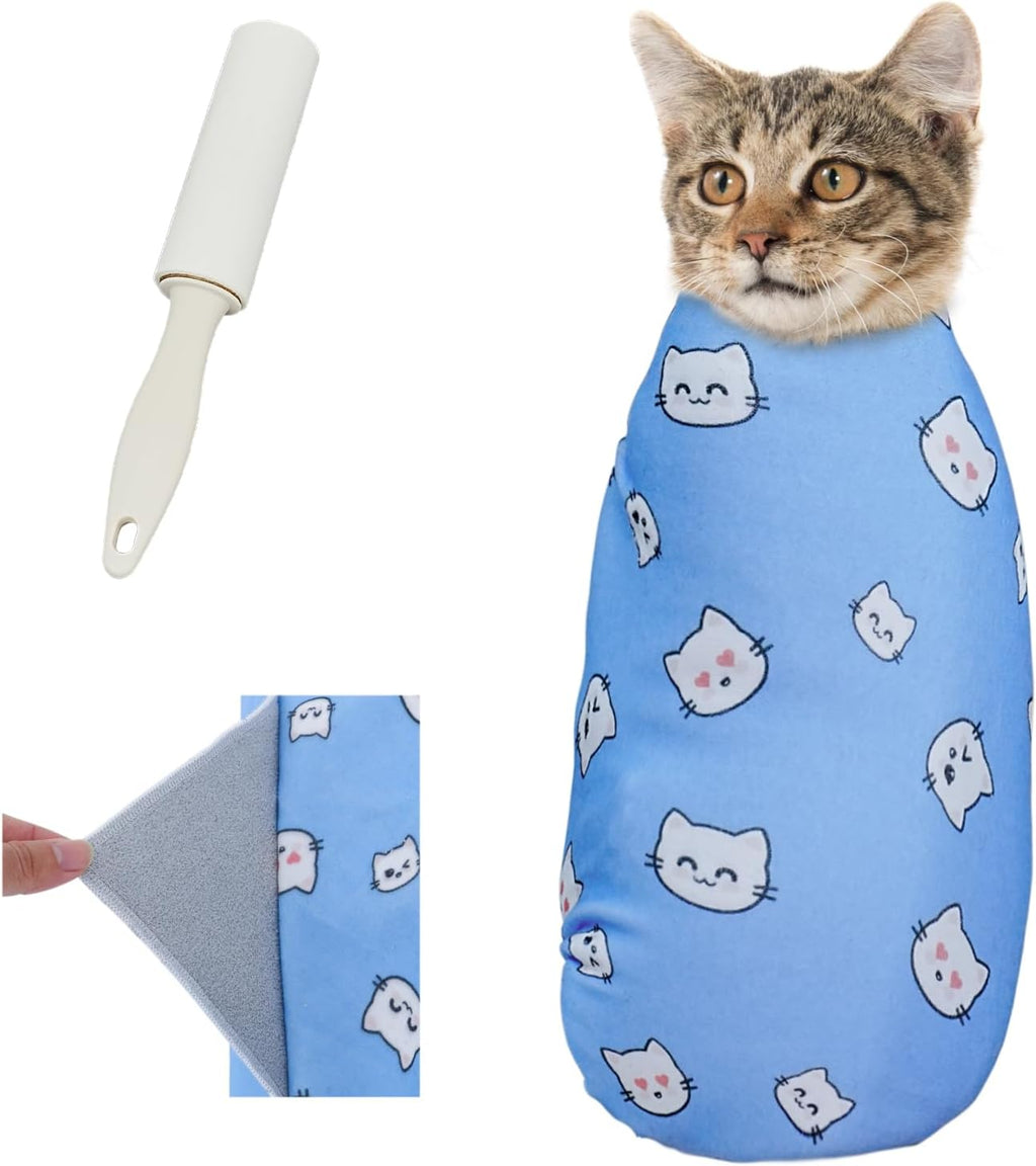 Supet Cat Grooming Wrap for Nail Trimming, Self-Adherent Calm Cat Swaddle