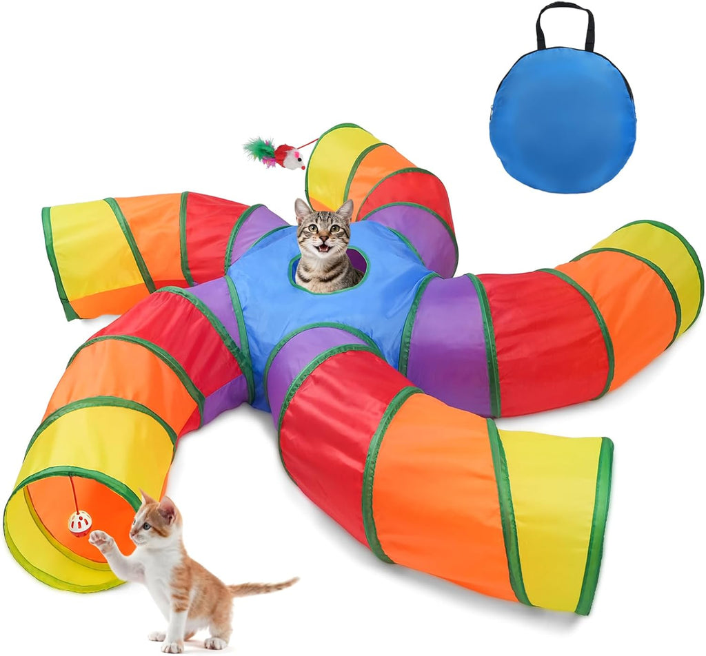Joytale Cat Tunnel for Multiple Cats, 5-Way Indoor Tube Toy to Chase & Hide