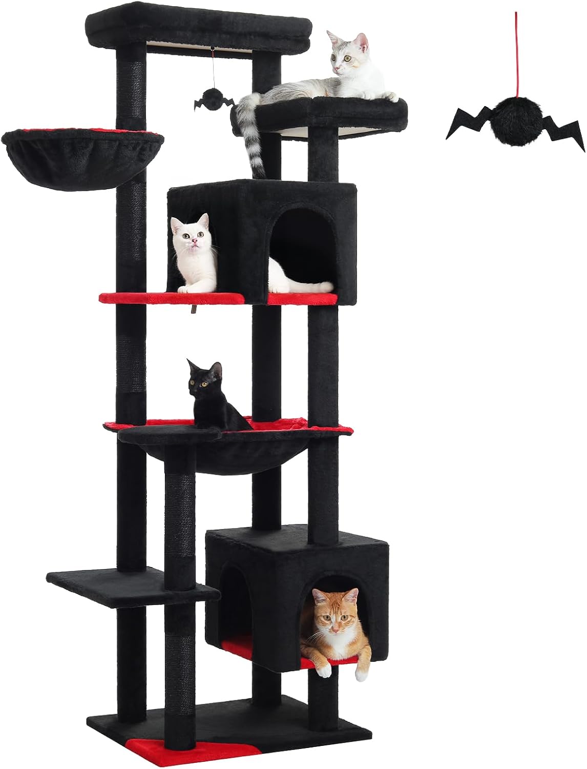 69" Gothic Cat Tree for Indoor Cats Large Adult, Multi-Level Cat Tower