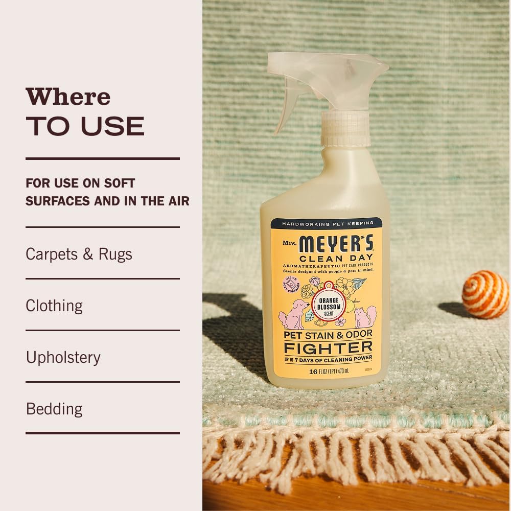 Mrs. MEYER'S CLEAN DAY Pet Stain & Odor Fighter, Orange Blossom Scent, 16 Fl Oz (Pack of 6)