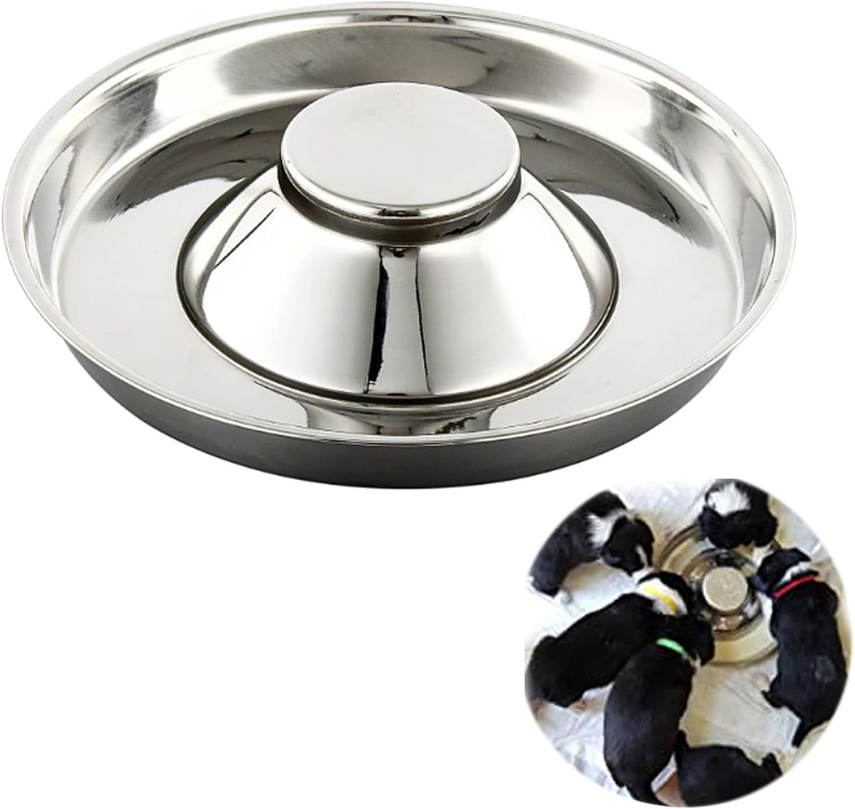 YUDANSI Stainless Steel Puppy Weaning Bowls,Cat Bowls for Food Water,Multiple Puppies Feeder Whelping Dishes,Litter Feeding Station Pans for Small Dogs Cats Eating at Same Time-Small Medium Large Size