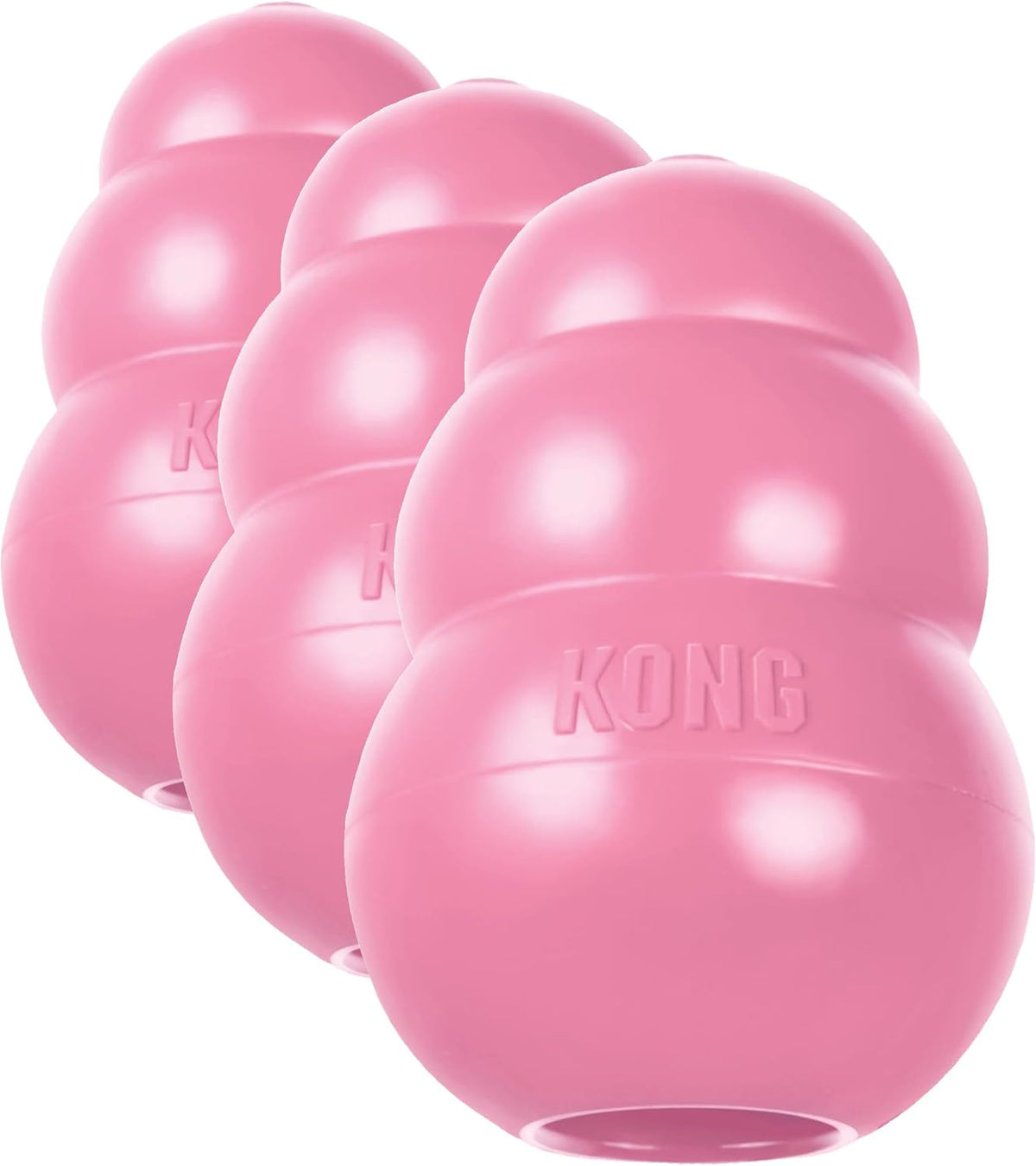 KONG Puppy - Natural Teething Rubber Chew Toy for Dogs - Stuffable Dog Toy for Extended Playtime - Chew & Fetch Toy for Puppies - for XS Puppies - Pink (Pack of 3)