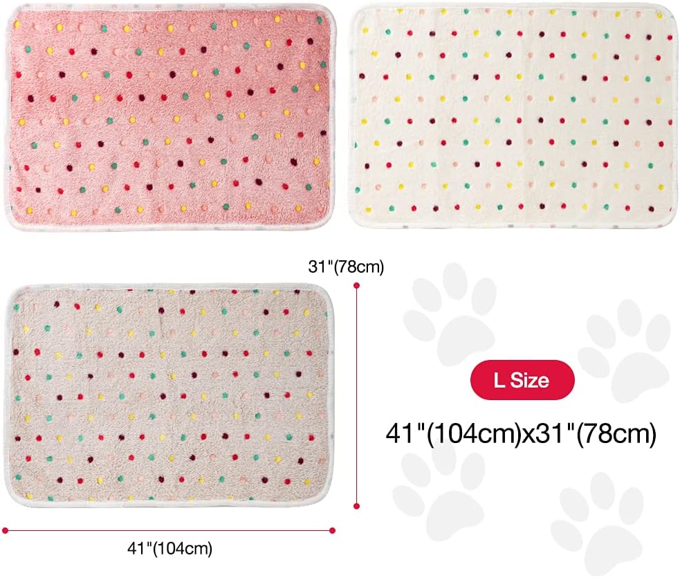 Dono 1 Pack 3 Dog Blankets, Soft Fluffy Fleece Pet Blanket Warm Sleep Mat Paw Print Design Puppy Kitten Throw Blanket Doggy Mat, Blanket for Dogs