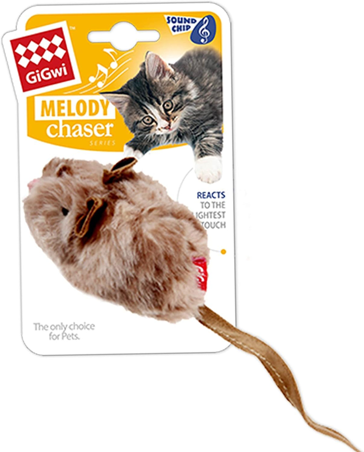 Gigwi Chirpy Cat Squeak Toy - Interactive Mouse Cat Toy with Melody Chaser for Kitten Play and Boredom Relief