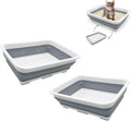 Fhiny 2PCS Open Cat Litter Box, Kitten Potty Pan Semi-Enclosed Foldable Waterproof Travel Toilet Low Entrance for Indoor Cats Small Pet Kitty Rabbit Supplies Easy to Clean and Assemble