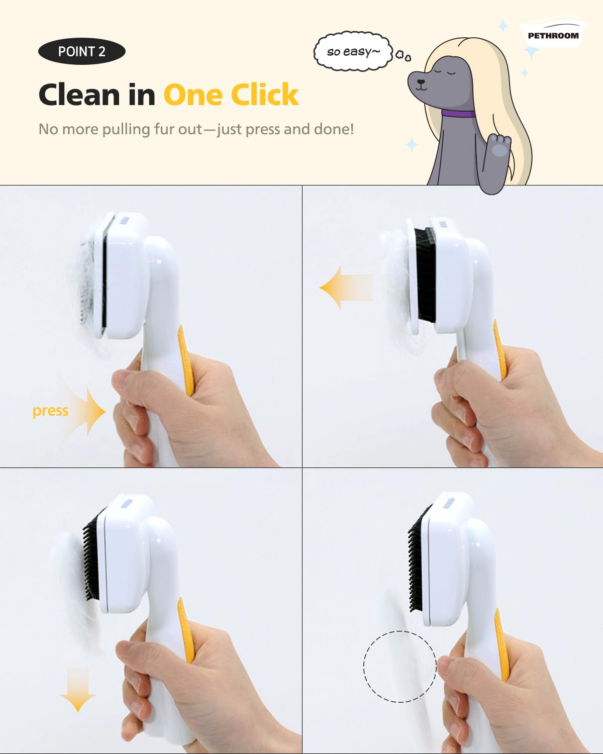 PETHROOM Self-Cleaning Slicker Brush for Dogs & Cats (Pack of 2)