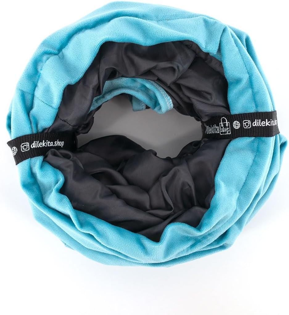 Velvet Fabric - Foldable/Collapsible - 140x25 cm (55.12x9.84 Inches) Cat Tunnel (Turquoise)