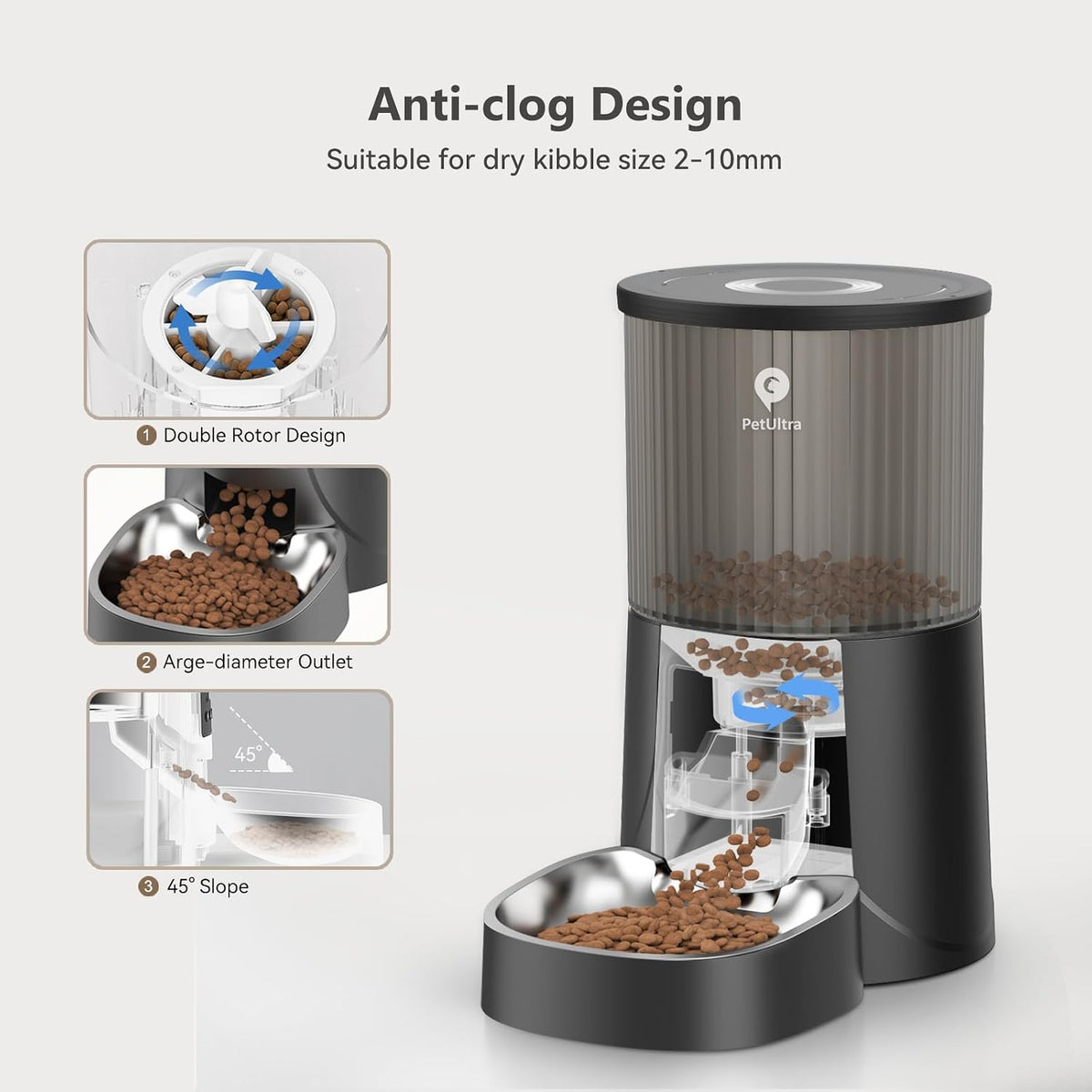 PETULTRA Automatic Cat Feeder: 4L Timed Cats Food Dispenser Programmable