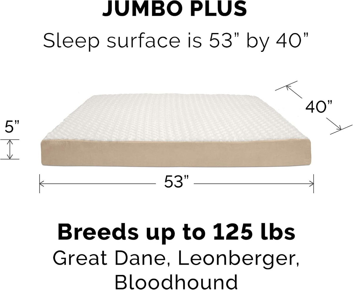 Furhaven Replacement Dog Bed Cover Ultra Plush Faux Fur & Suede Mattress, Machine Washable - Cream, Jumbo Plus (XX-Large)