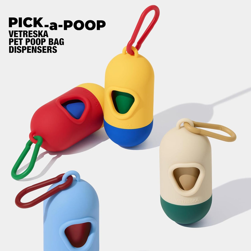 VETRESKA Dog Poop Bag Dispenser with 105 Counts, Leak Proof and Extra Thick | Pet Waste Bags for Dog Walking and Cat Litter, Spiced Vetiver & Moss Scented