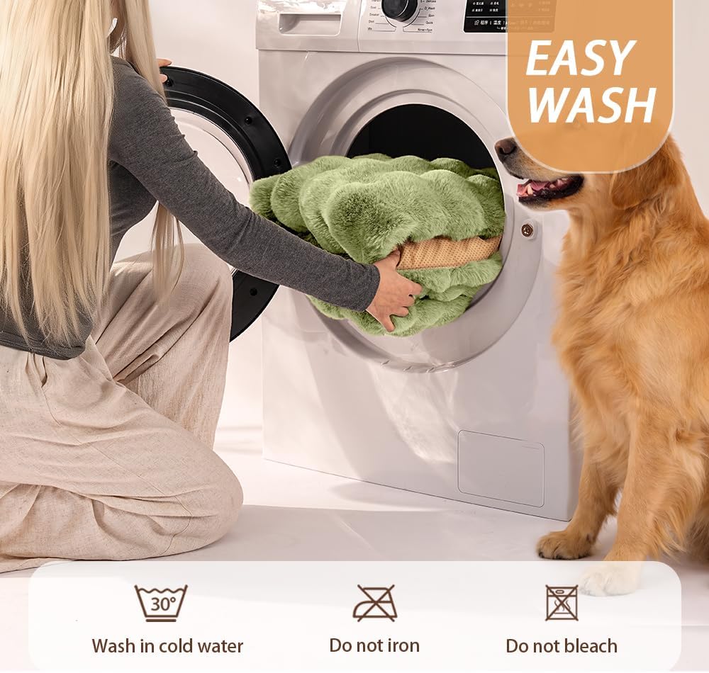 SOMAHE Plush Dog Bed Mat, Machine Washable, Large 35x27 Fruit Green