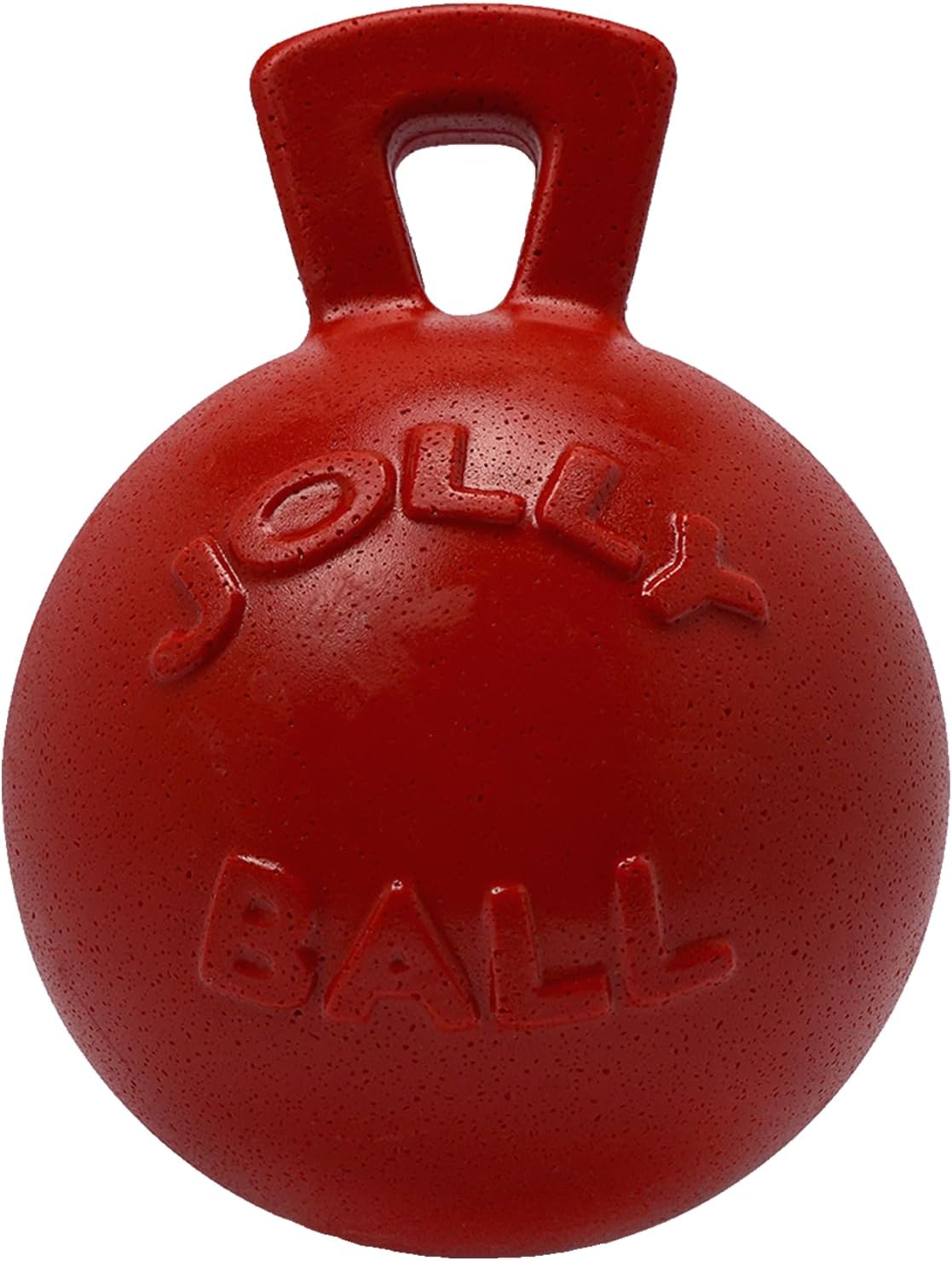 Jolly Pets Tug-n-Toss Heavy Duty Dog Toy Ball with Handle, 8 Inches/Large, Red (408 RD)