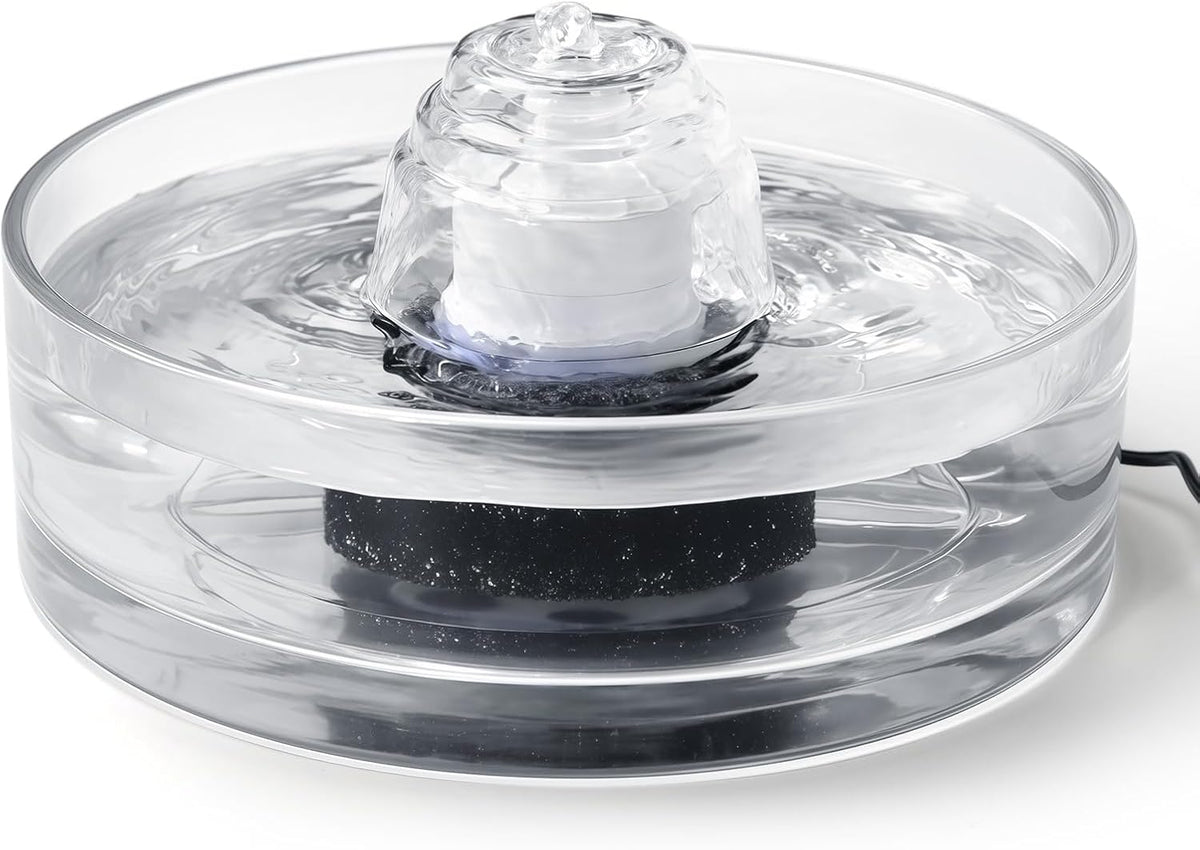Transparent Glass Cat Water Fountain Cover