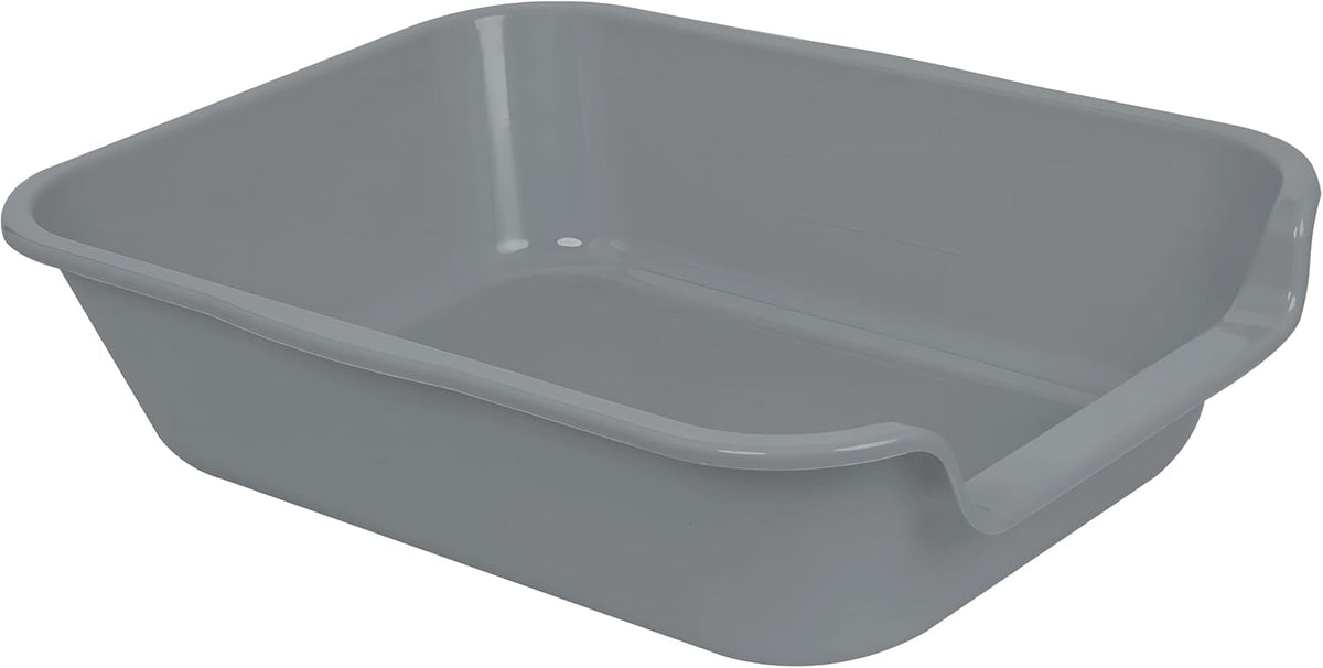 Extra Large Low Entry ABS Cat Litter Box, Grey, 20" L x 15.5" W, 2 Pack | Durable low entry litter box, non-stick, odor-free, ideal for seniors, kittens, rabbits, large cats and multi-pet homes.