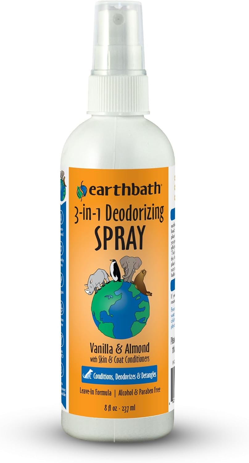 earthbath Vanilla & Almond 3-in-1 Dog Deodorizing Spray - 8 oz (1 Pack)