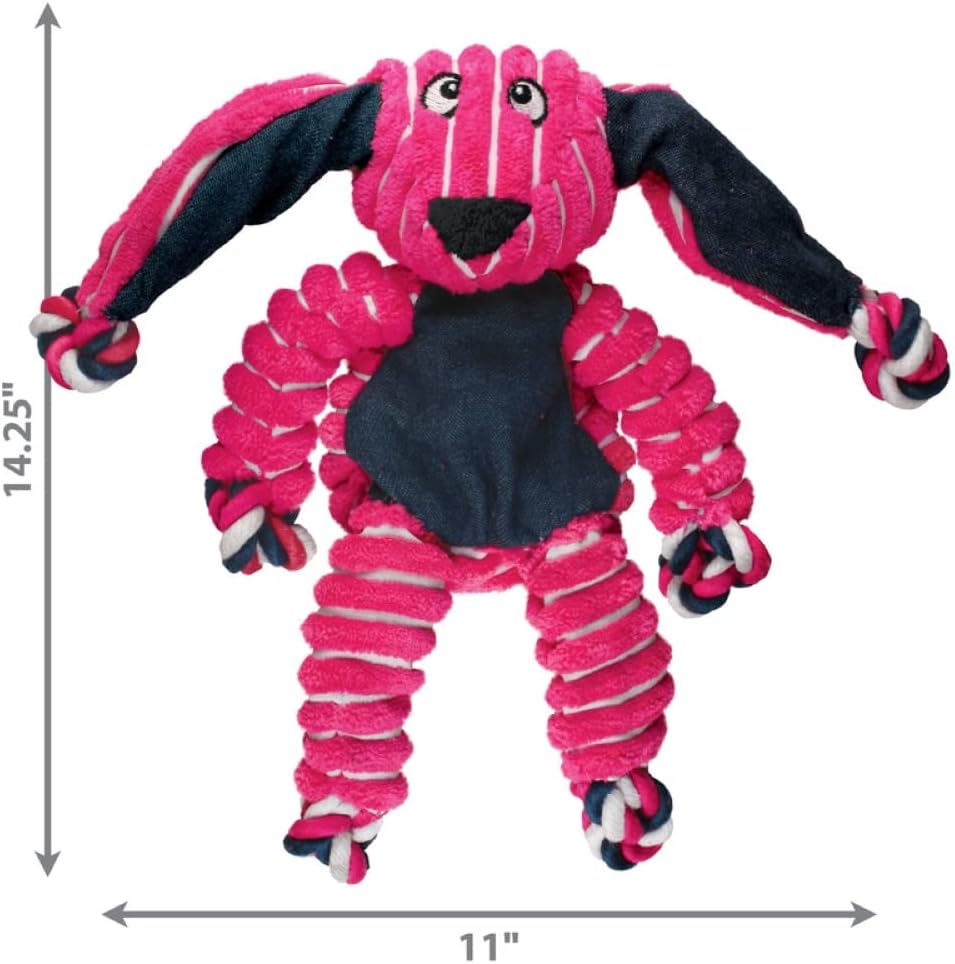Kong Floppy Knots Rope and Plush Dog Toy, Bunny, Medium/Large | Knotted Rope & Plush Toy with Minimal Stuffing & a Squeaker, Great for Teething, Tugging & Lively Play