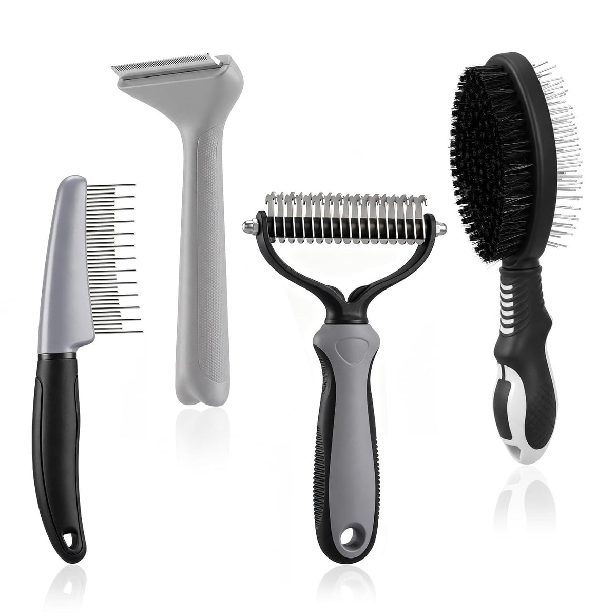 Patelai 4 Pcs Dog Dematting Comb, Gray and Black Grooming Set