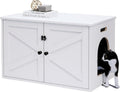Timberer Cat Litter Box Enclosure, Hidden Litter Box Furniture with Divider | Wooden Cat Washroom Furniture, Indoor Cat House, Dog-Proof, Fits Most of Litter Box, White