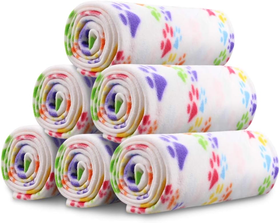Comsmart Dog Blankets, 6 Pack Fleece Pet Blankets, 39x35 inches, White