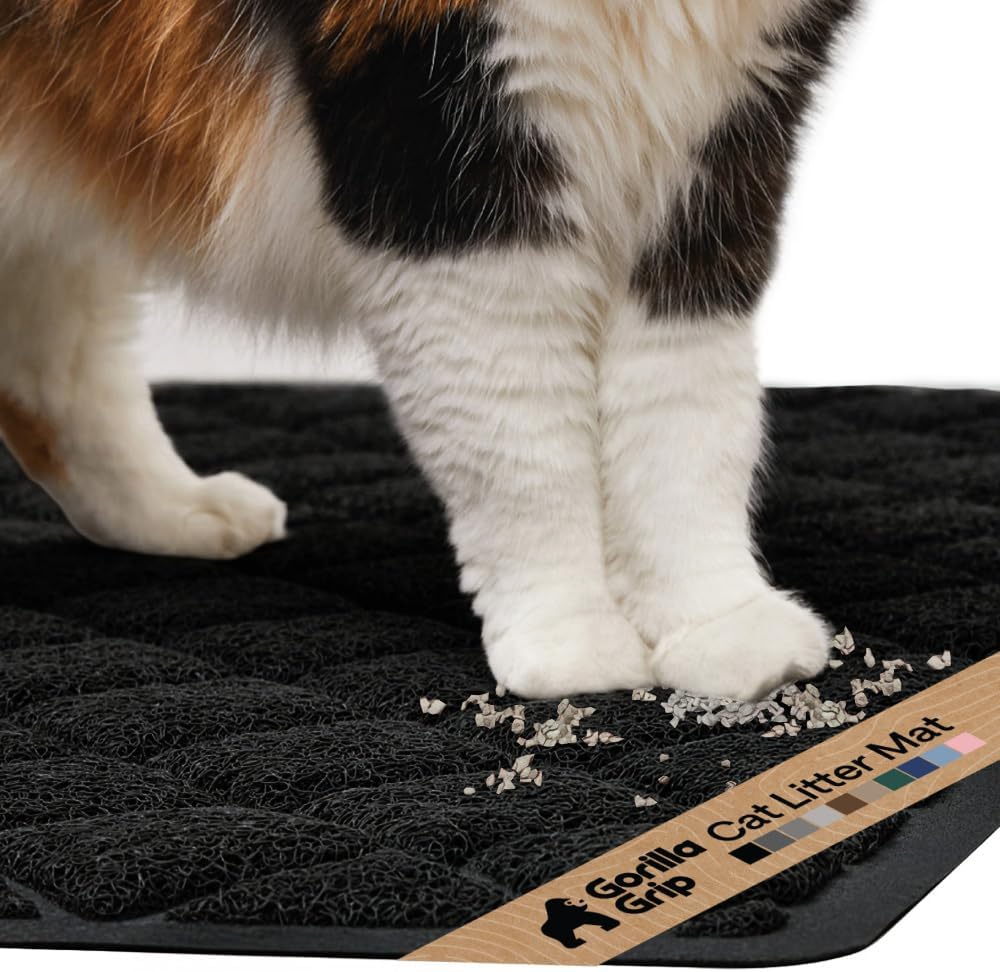 GORILLA GRIP Cat Litter Mat, Coiled Mesh Trapping Mats, 17x11 Black
