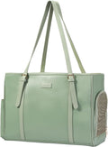 Lasaviin Fashion Dog Purse Pet Carrier Leather Bag for Small Dogs Cats Puppy, Portable Tote Bag Airline Approved Soft-Sided Carriers (Green)