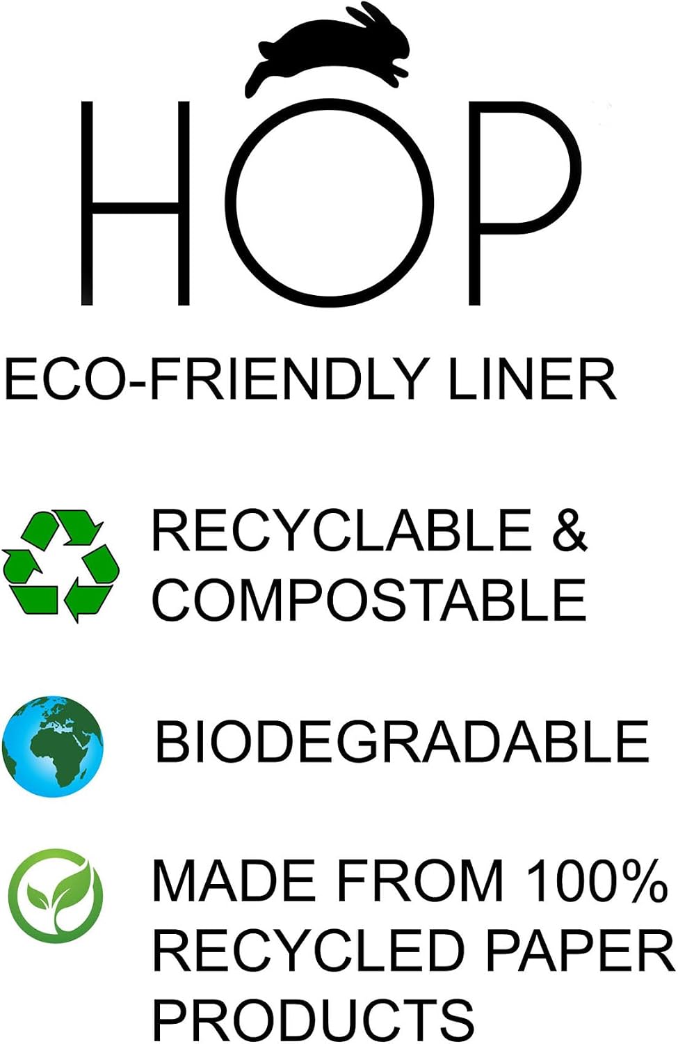 HOP Disposable Litter Box Liner for Rabbits, Cats, Guinea Pigs, Chinchicalls. Travel-Friendly, Large, Biodegradable, Sturdy, Leak Resistant. (10 Pack: Approx. 1 Month Supply)