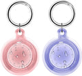 [2 Pack] IPX8 Waterproof Case for AirTag 2nd Gen (2026) & 1st Gen, Full Body Holder Keychain, Anti-Scratch Cover for Apple for Air Tags, Luggage, Pet Collar, Car Keys, Kids（Pink/Purple）