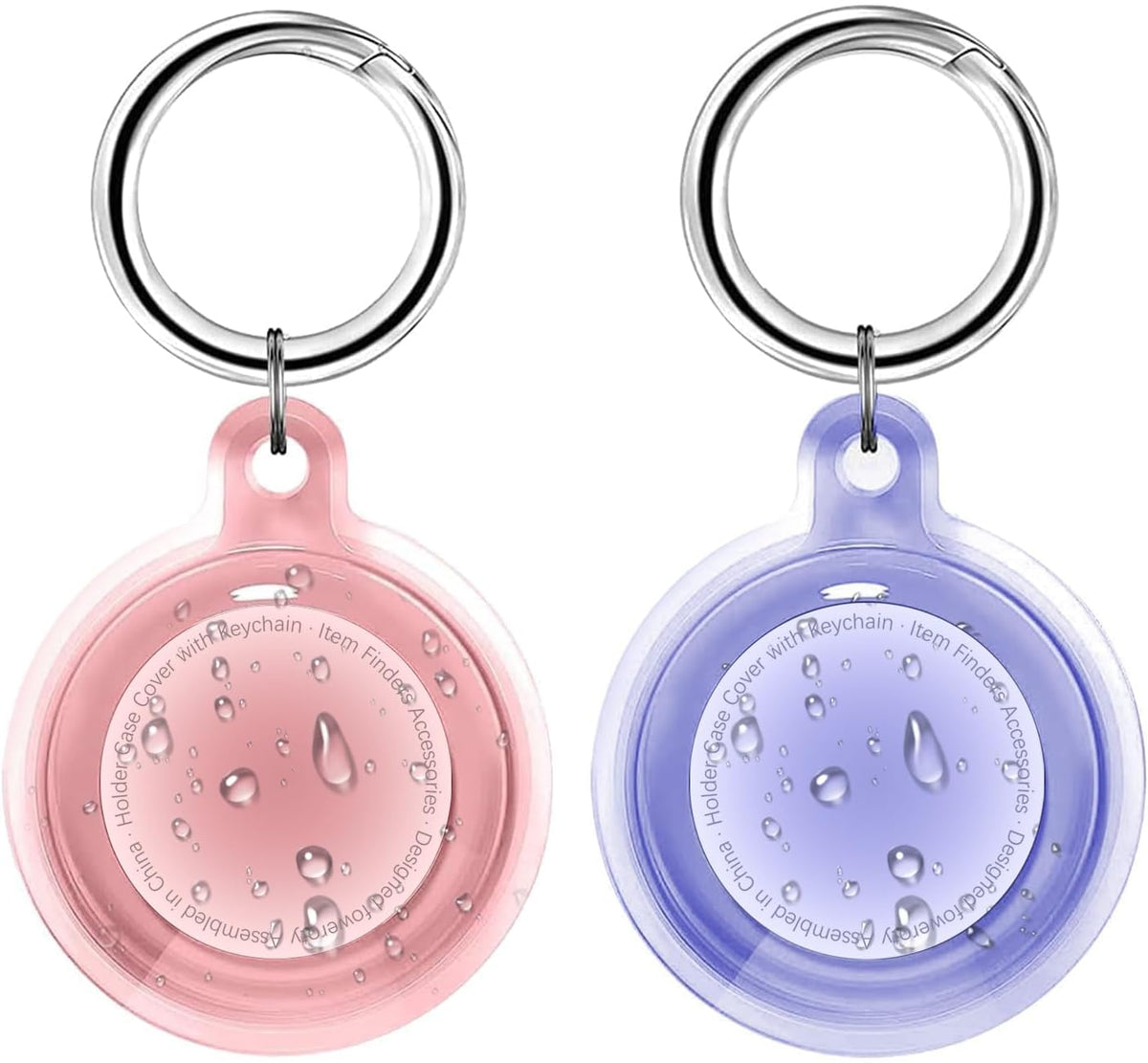 [2 Pack] IPX8 Waterproof Case for AirTag 2nd Gen (2026) & 1st Gen, Full Body Holder Keychain, Anti-Scratch Cover for Apple for Air Tags, Luggage, Pet Collar, Car Keys, Kids（Pink/Purple）