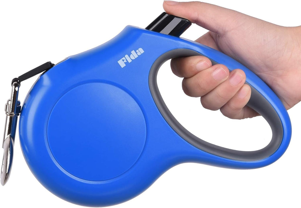 Fida Retractable Dog Leash, 16ft Heavy Duty Pet Walking Leash for Medium/Large Dog up to 110 lbs, Tangle Free. One-Hand Brake (Large, Blue)