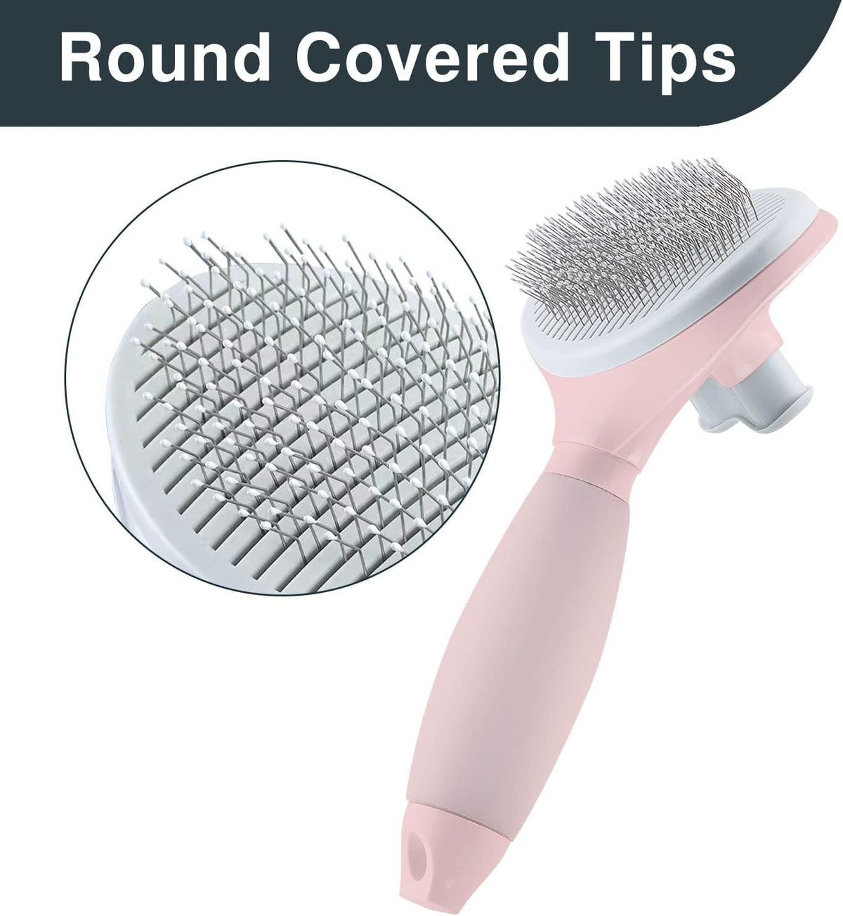 Cat Hair Brush, Soft Silicone Self Cleaning Brush for Short and Long Haired Cats, Pink Pet Grooming Comb, Cat Shedding Brushes | For Indoor Cats,Removes Loose Hair,Reduces Shedding,Soft Rounded Tips,Ergonomic Silicone Handle,Gentle Massage,Easy Grooming 
