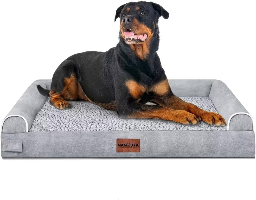 NANUYA Orthopedic Dog Bed for XX-Large Dogs, 44 x 34 Inch, Light Grey
