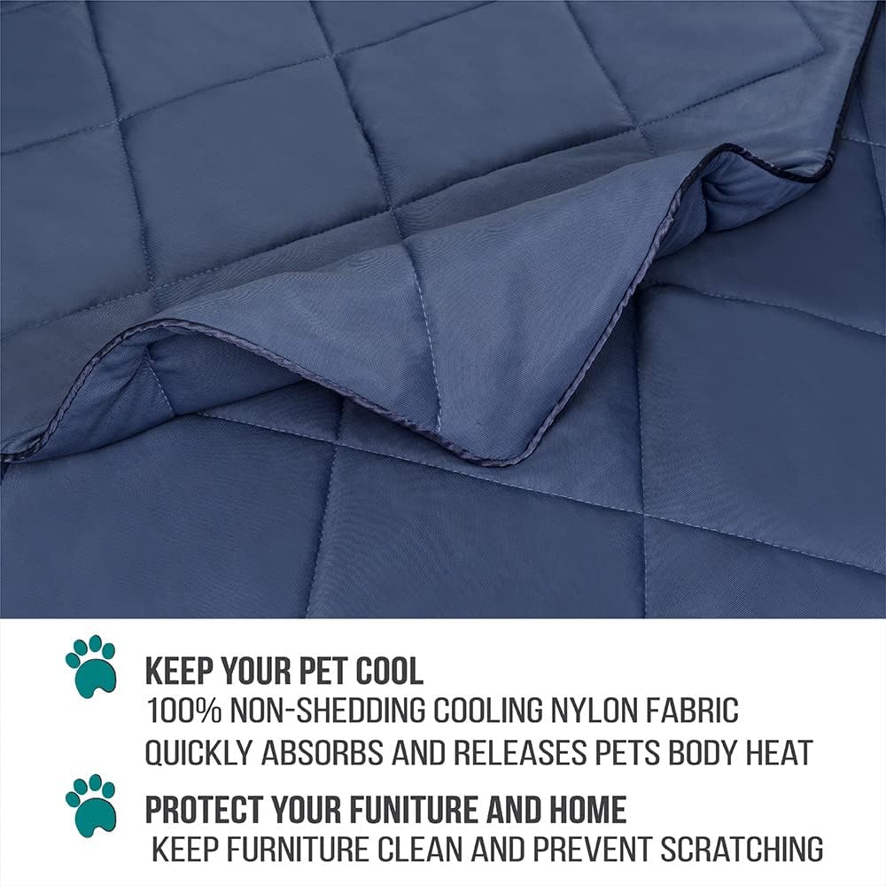 PetAmi Cooling Dog Blanket Queen Bed Lightweight for Pet Cat, 90x90 Navy